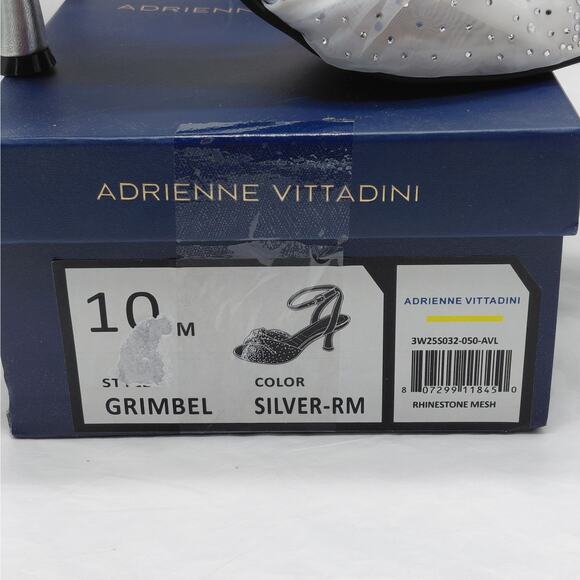 Adrienne Vittadini Womens Heels Size 10 Silver Rhinestone Mesh Dress Sandals NIB - Picture 5 of 12